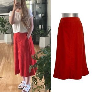 Anthropologie Vanessa Virginia fit and flare Retro Corduroy Red Midi Skirt Sz 4